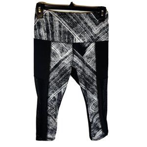 LULULEMON Black & White Hi Rise Mesh Crop Leggings Size 6‎